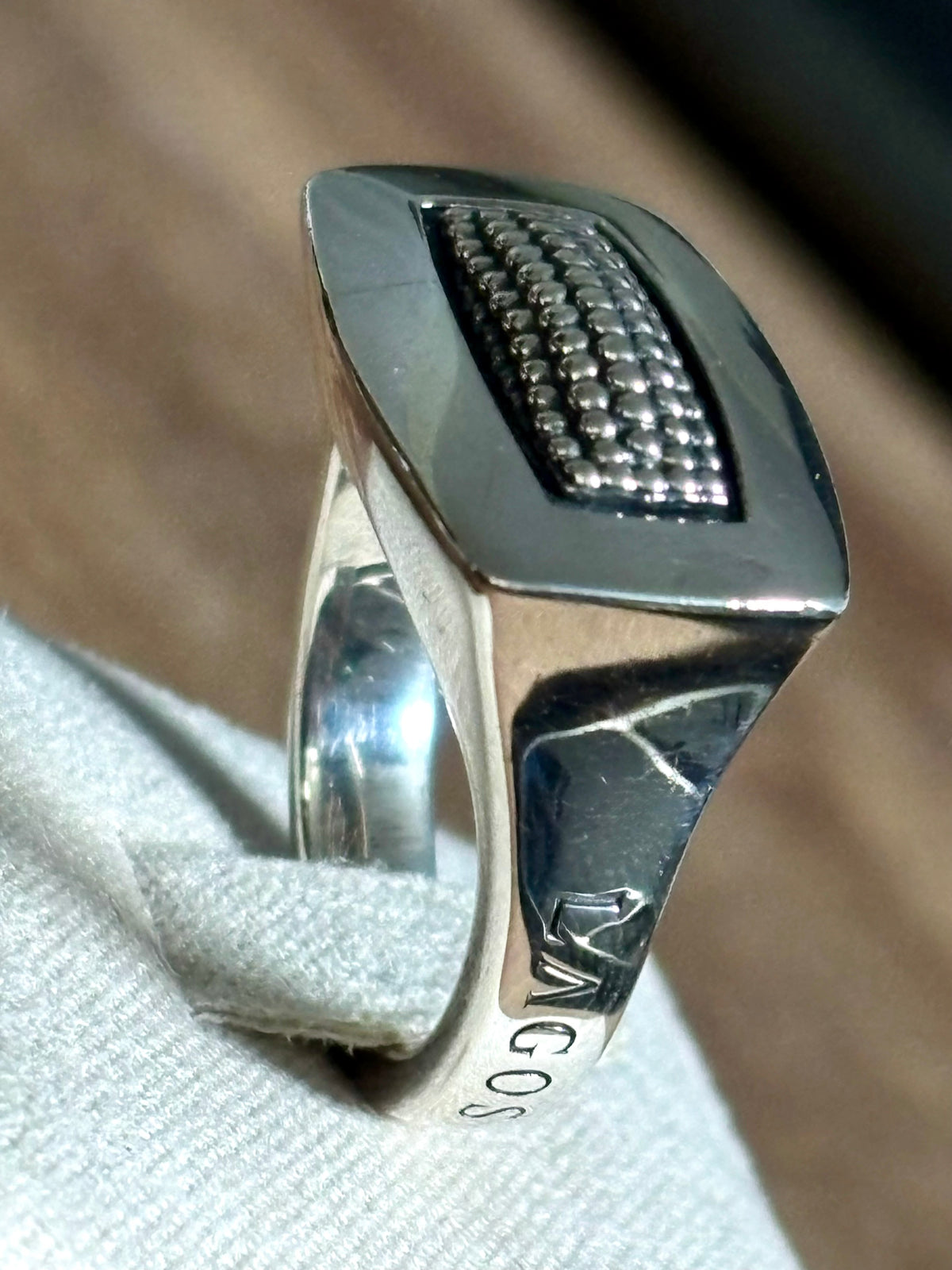 LAGOS Signature Caviar Sterling Silver Signet Ring – Size 7