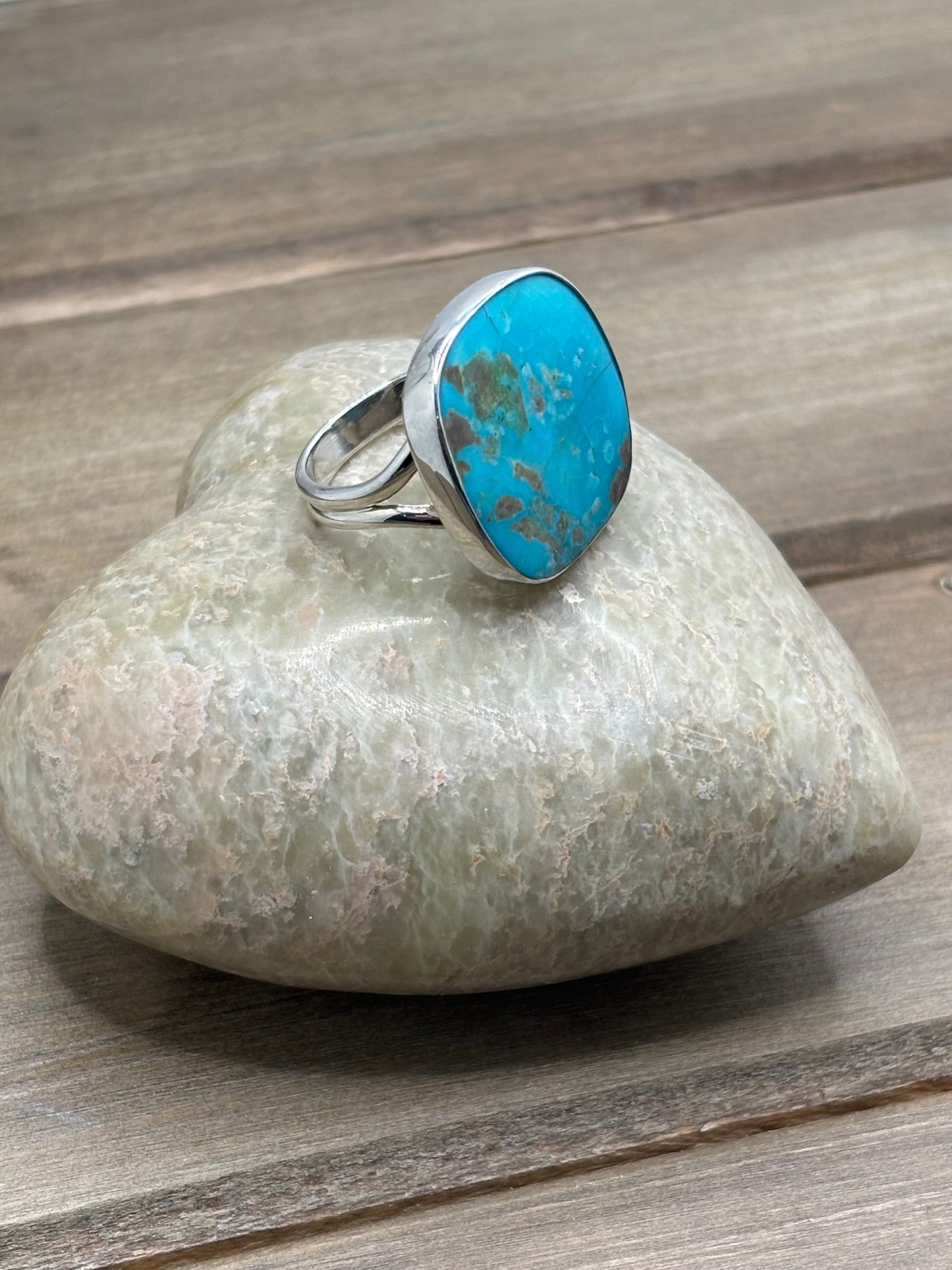 Vintage Turquoise Statement Ring, Sterling Silver, Size 8