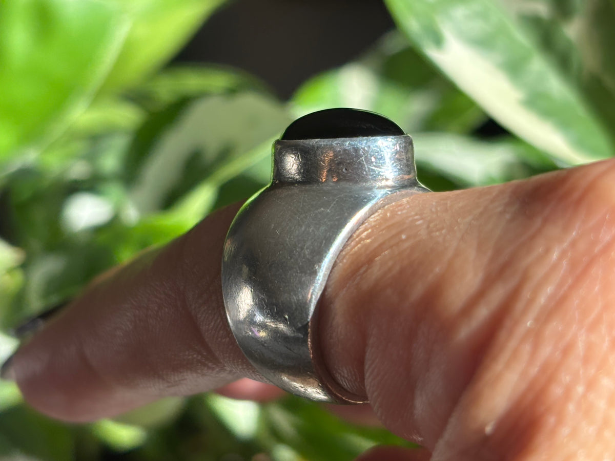 Onyx Modernist Statement Ring. Size 7 1/2