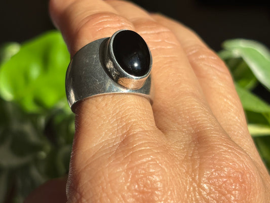 Onyx Modernist Statement Ring. Size 7 1/2