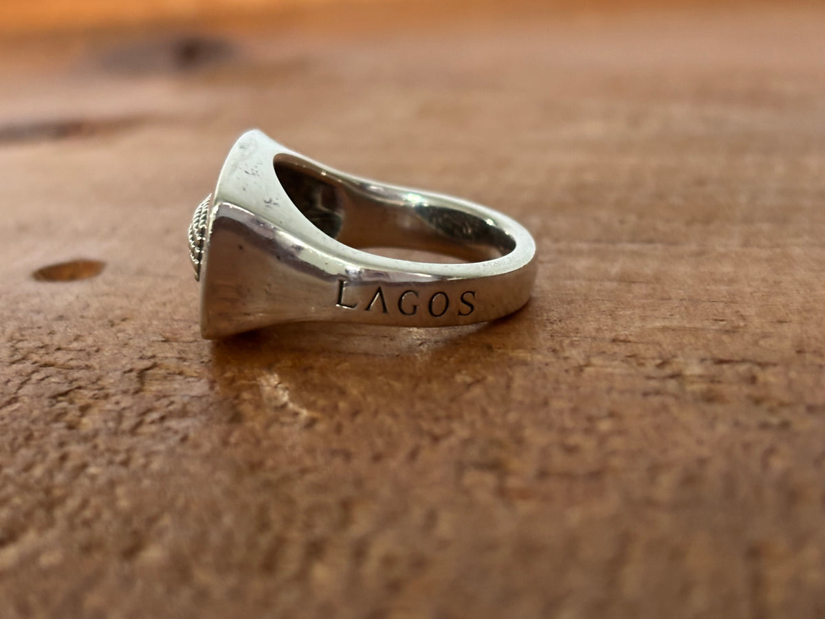 LAGOS Signature Caviar Sterling Silver Signet Ring – Size 7