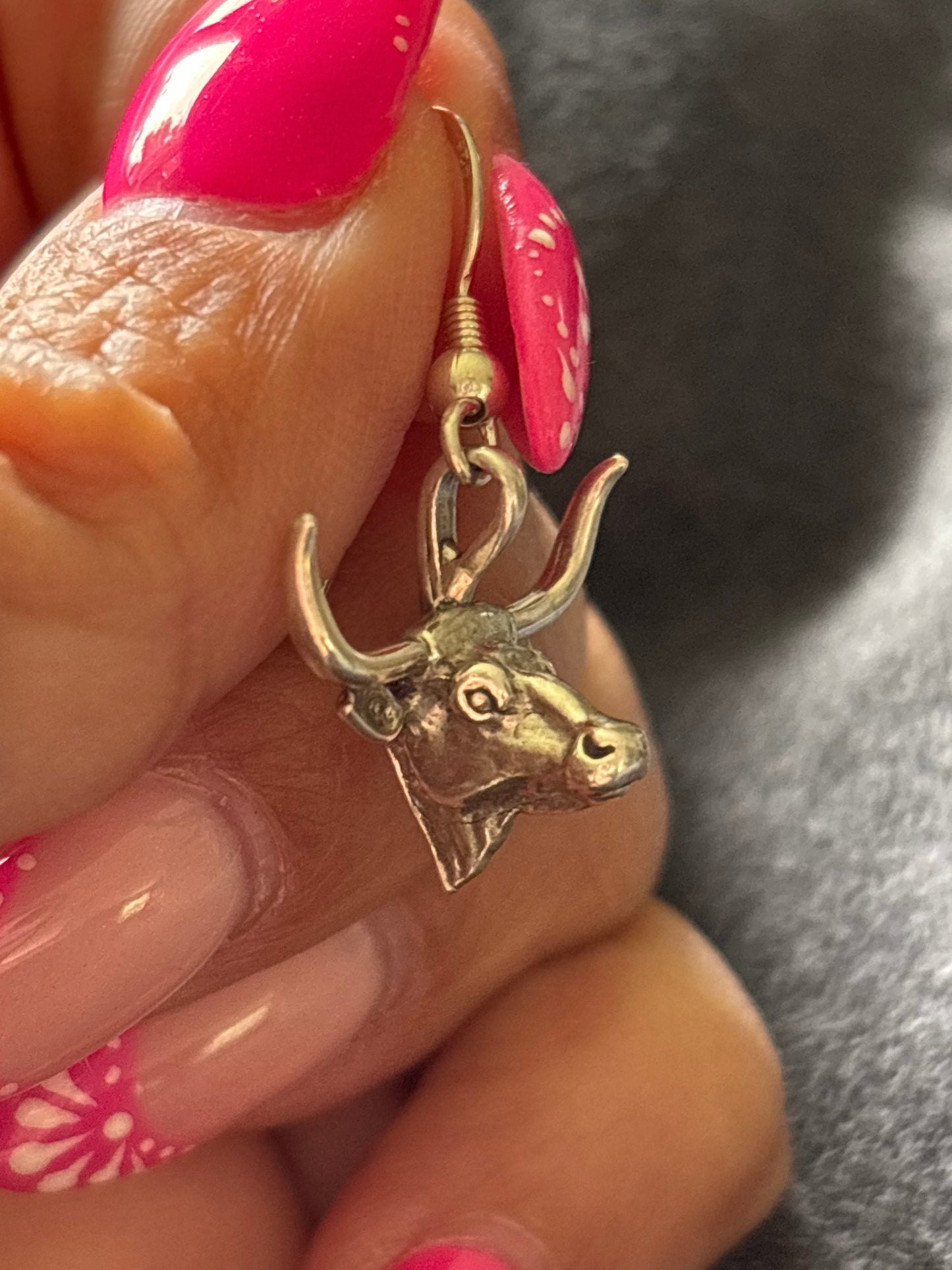 Vintage Sterling Silver Longhorn Earrings