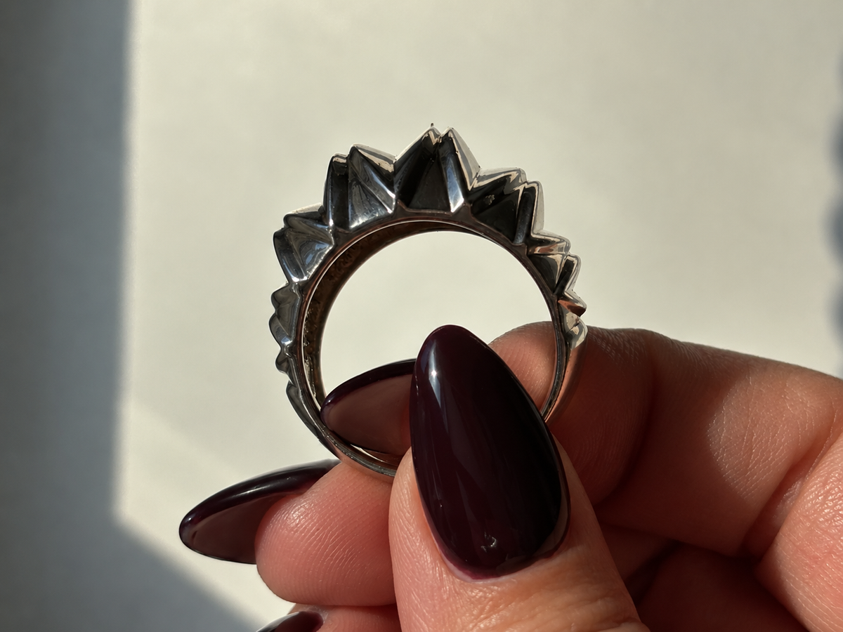 Sterling Silver Wide Fluted Dome Statement Ring. Size 10