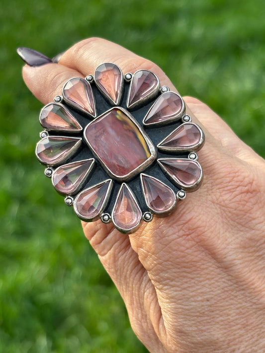Federico Jimenez Rose Quartz Ring. Size 9 1/2, (Adjusts)