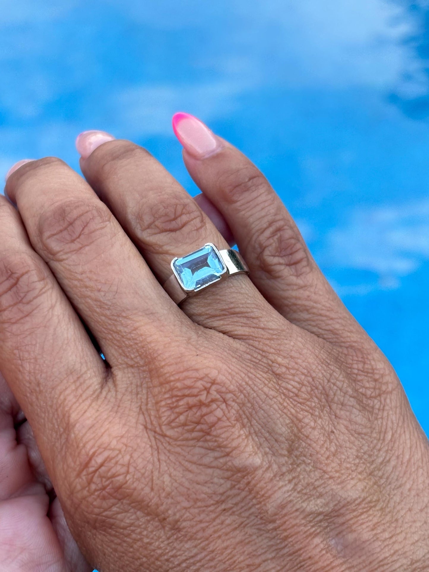 Sterling Silver Blue Topaz Ring  – Size 6 – December Birthstone Jewelry