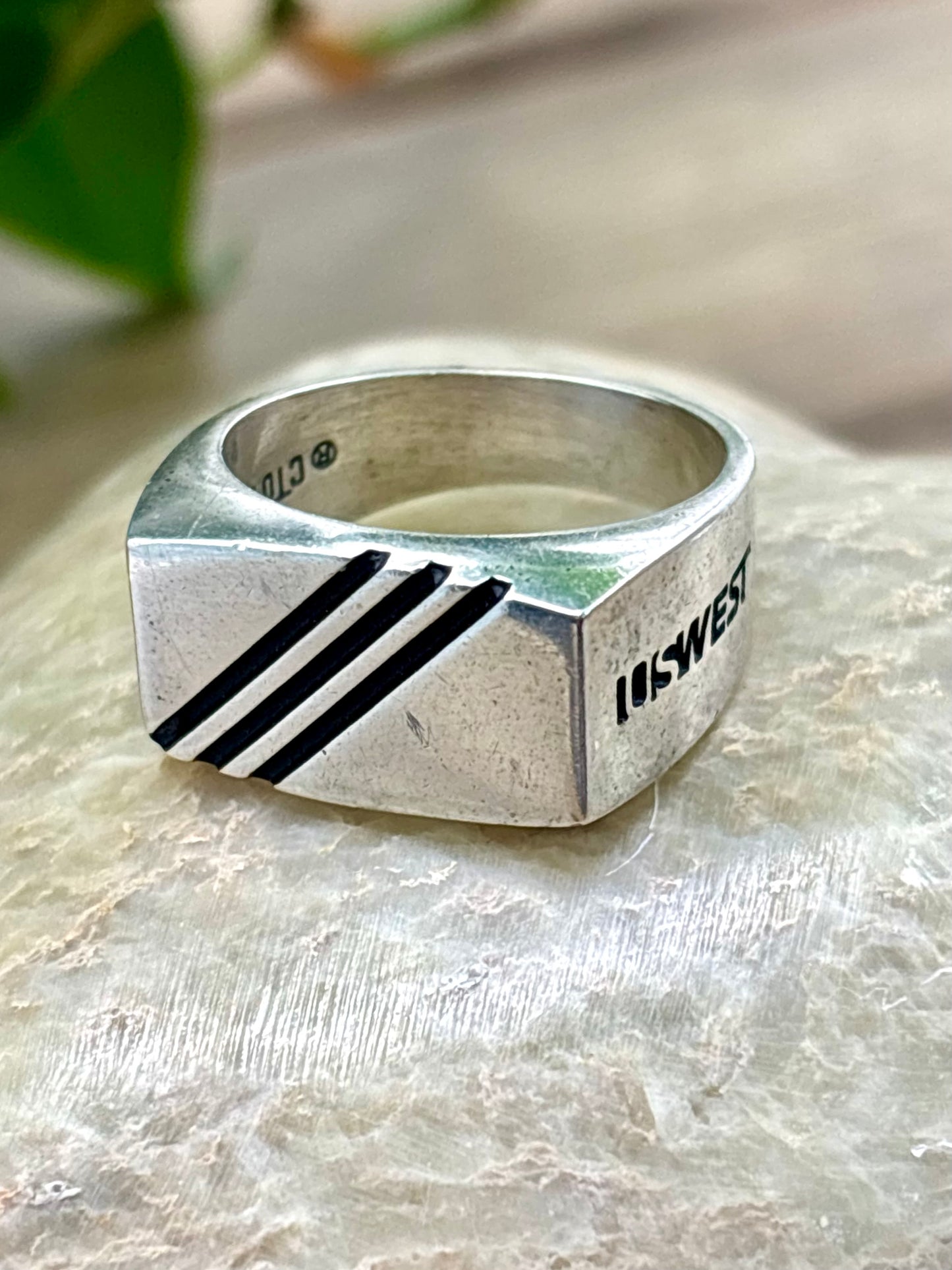Vintage US WEST Sterling Silver Signet Ring, Size 8