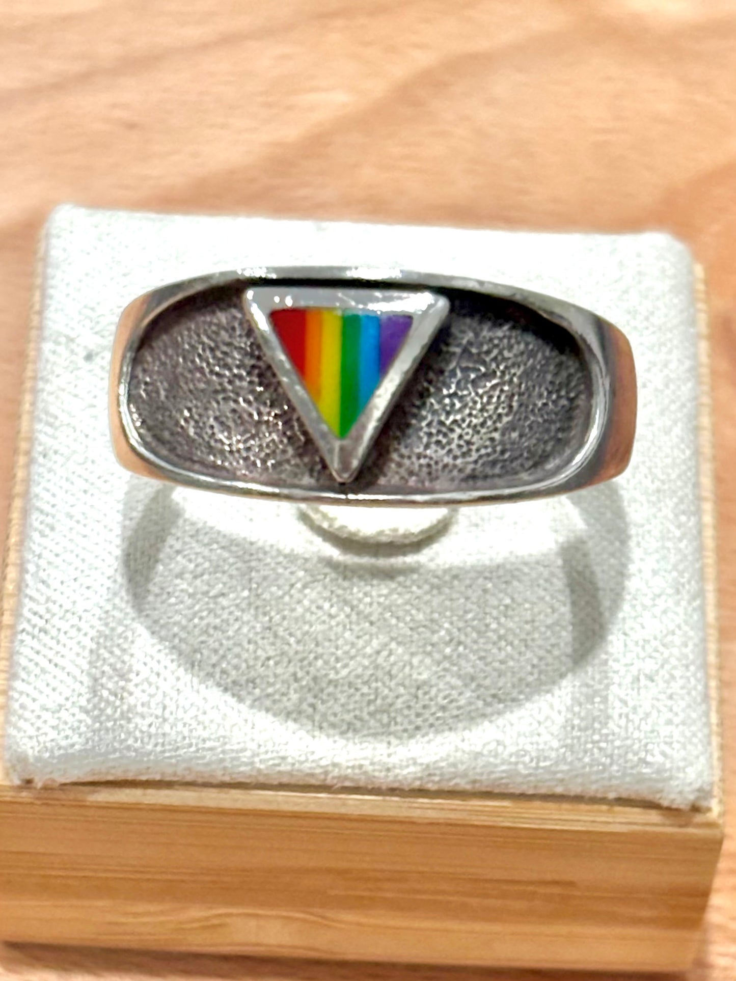 Vintage Peter Stone Sterling Silver Rainbow Ring. Size 13