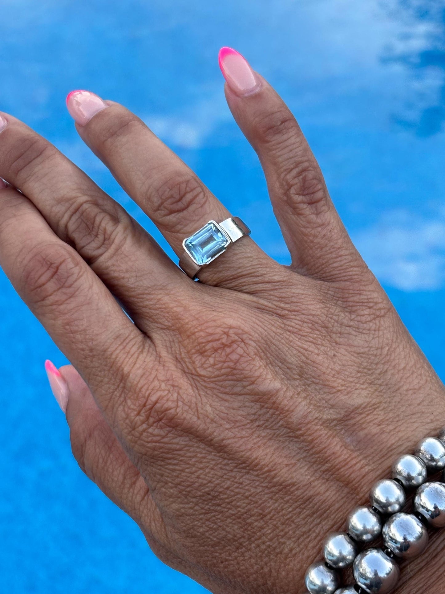 Sterling Silver Blue Topaz Ring  – Size 6 – December Birthstone Jewelry
