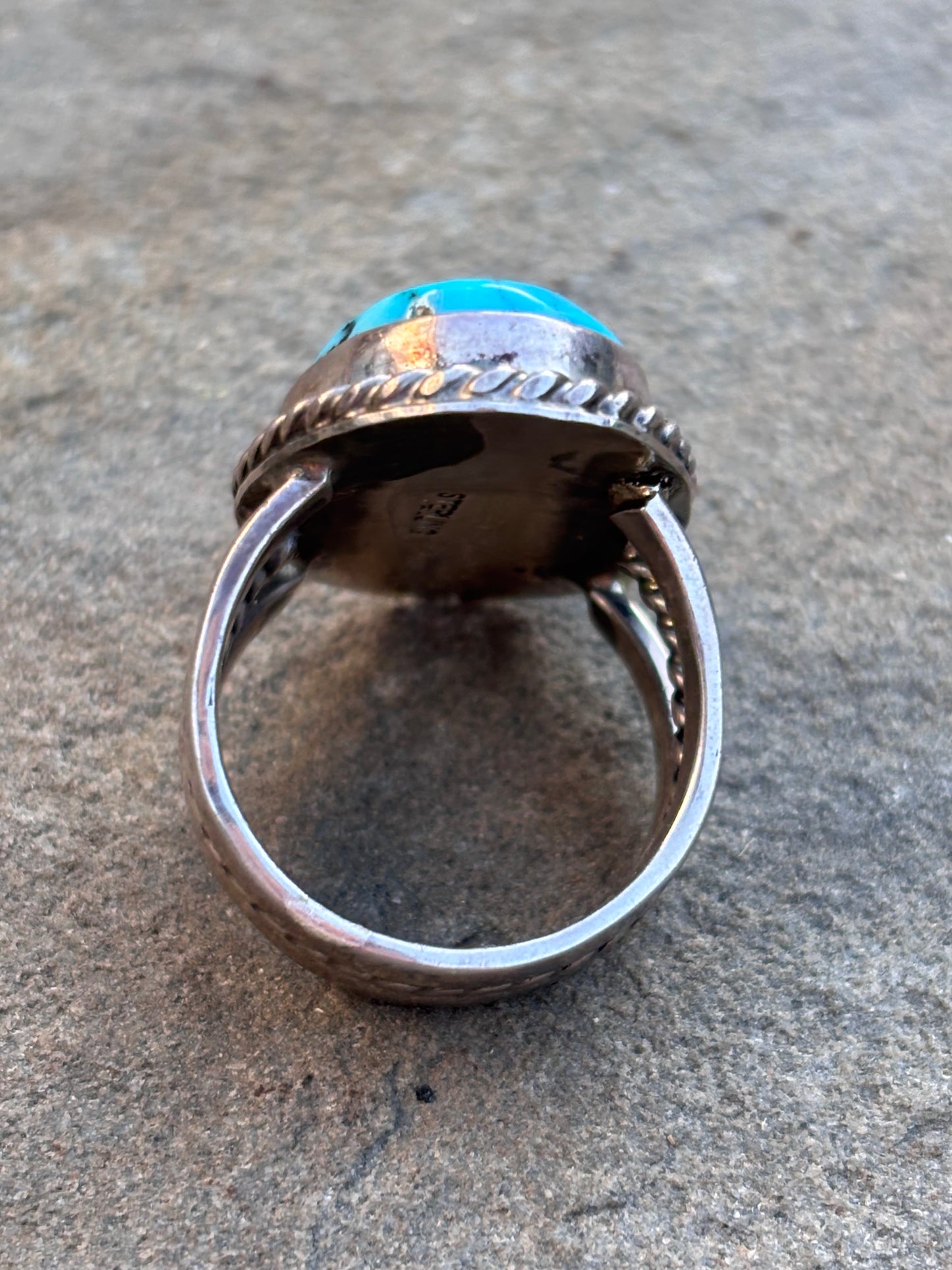Vintage Navajo Sterling Silver Turquoise Ring. Size 10½