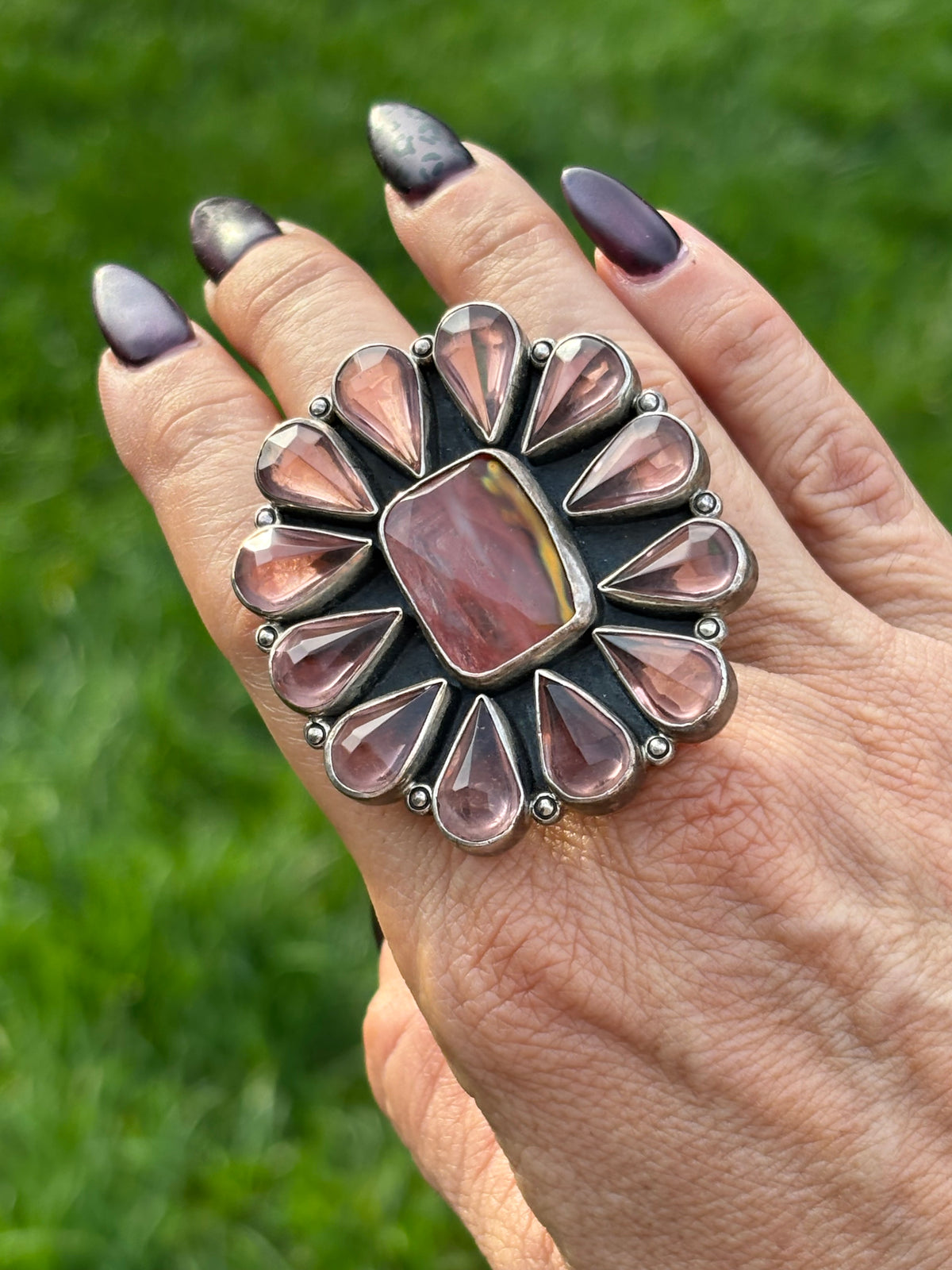 Federico Jimenez Rose Quartz Ring. Size 9 1/2, (Adjusts)
