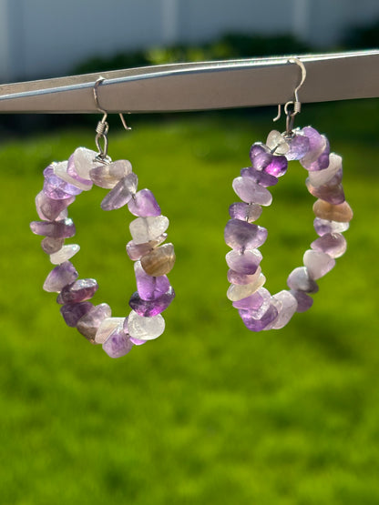 Handmade Amethyst Hoop Earrings