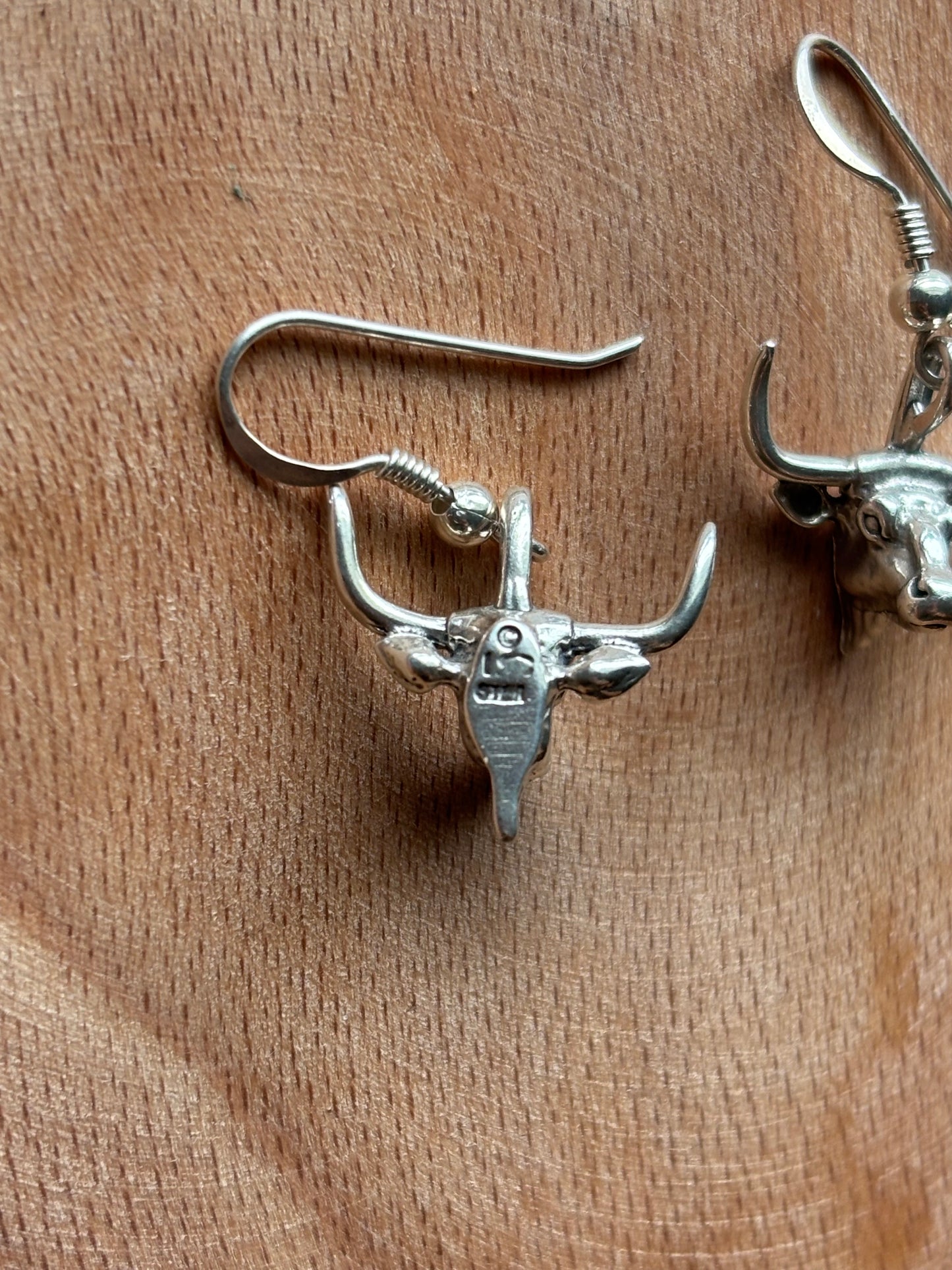 Vintage Sterling Silver Longhorn Earrings