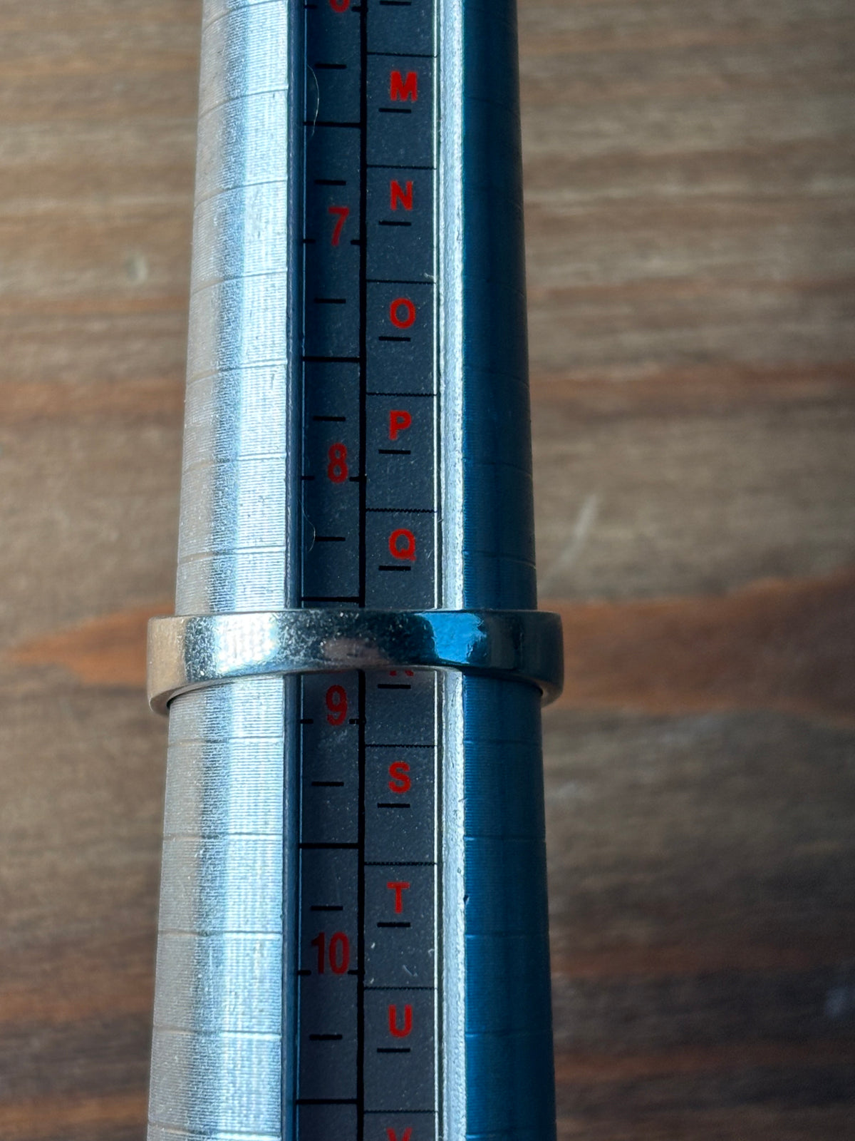 Ring on a mandrel showing its size - 8.75