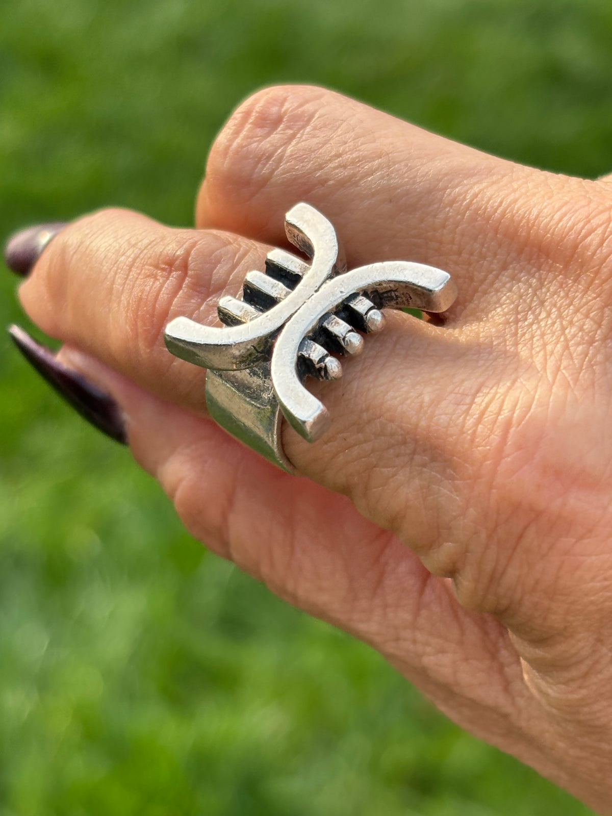 Vintage Sterling Silver Modernist Sculptural Ring. Size 7