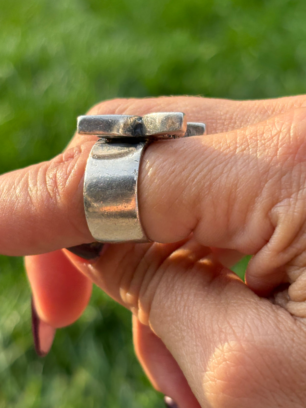 Vintage Sterling Silver Modernist Sculptural Ring. Size 7