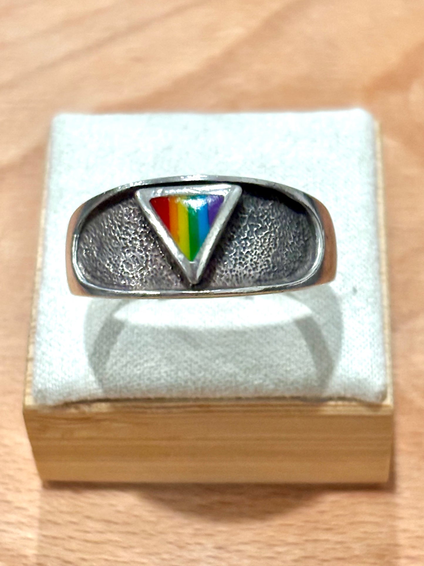 Vintage Peter Stone Sterling Silver Rainbow Ring. Size 13