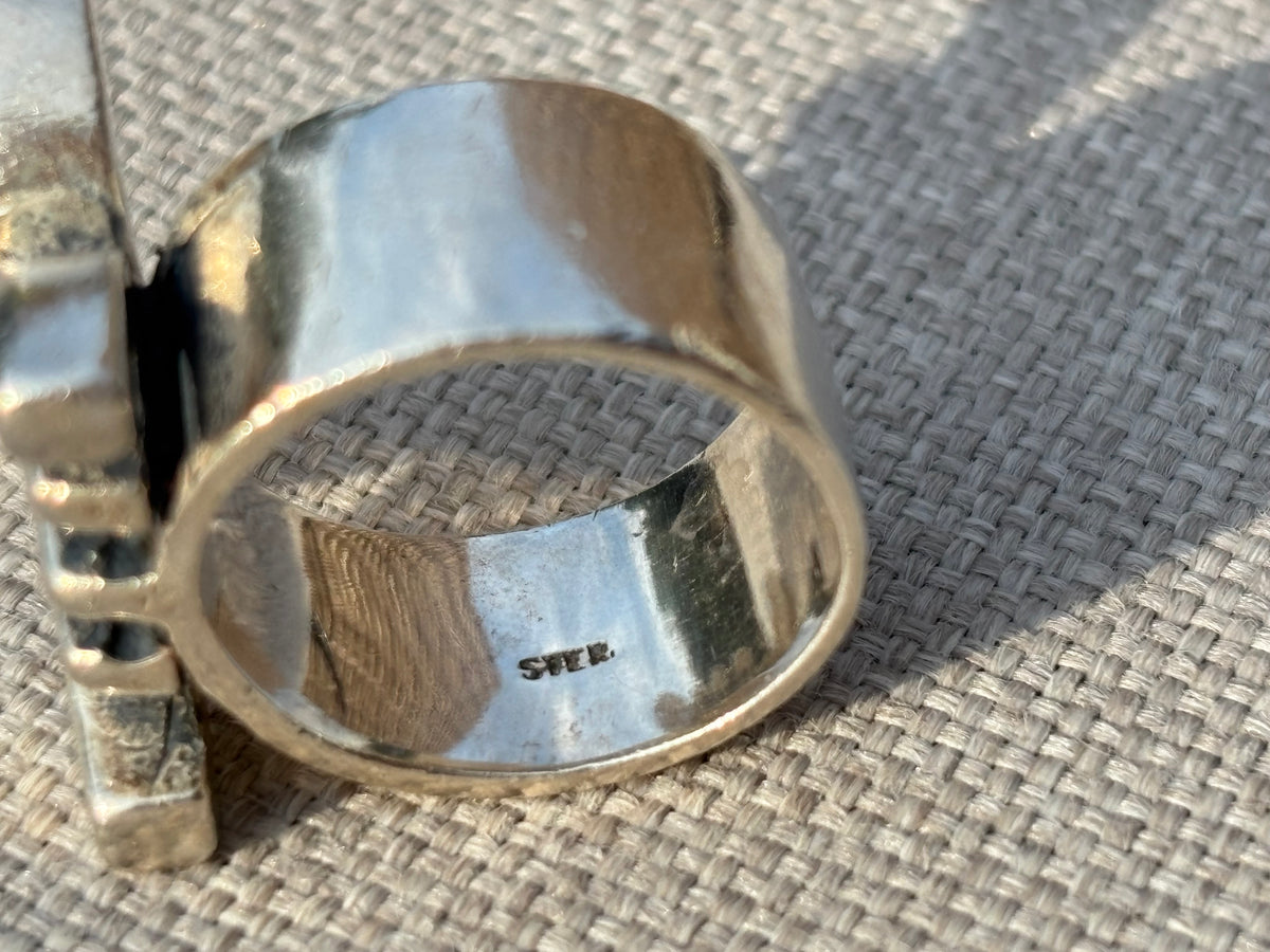 Vintage Sterling Silver Modernist Sculptural Ring. Size 7