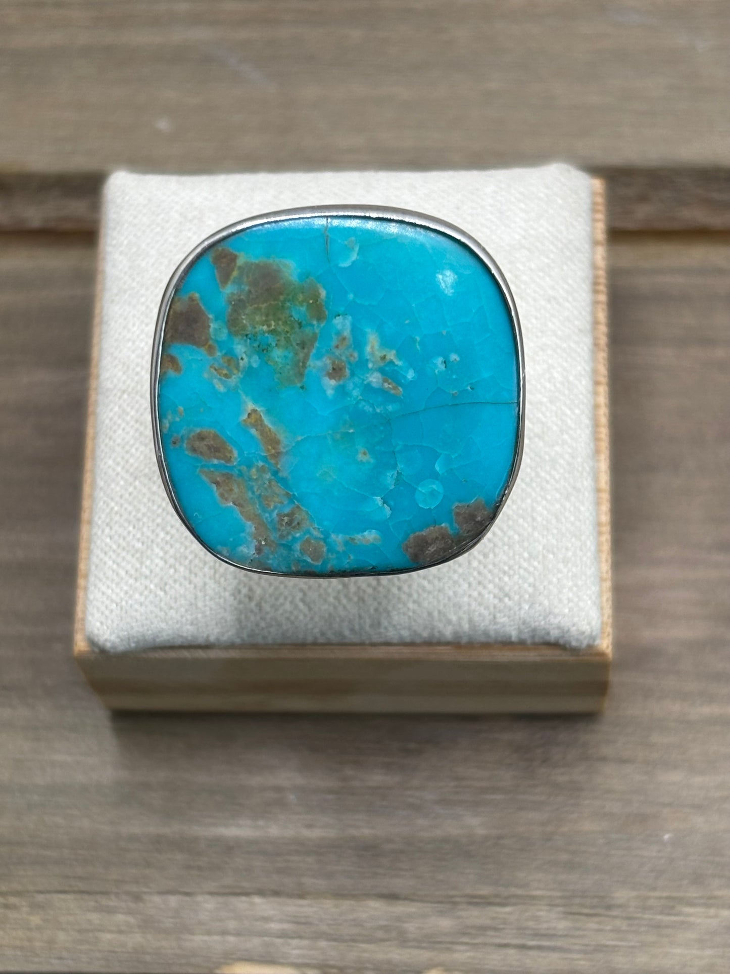 Vintage Turquoise Statement Ring, Sterling Silver, Size 8