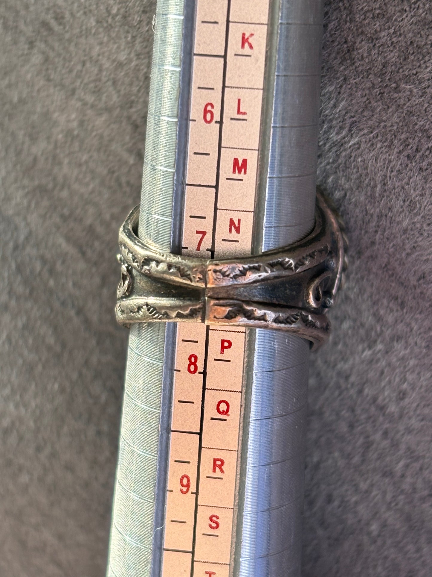 Vintage Native Sterling Silver Turquoise Ring. Handcrafted Navajo Statement Ring.  Size 7½