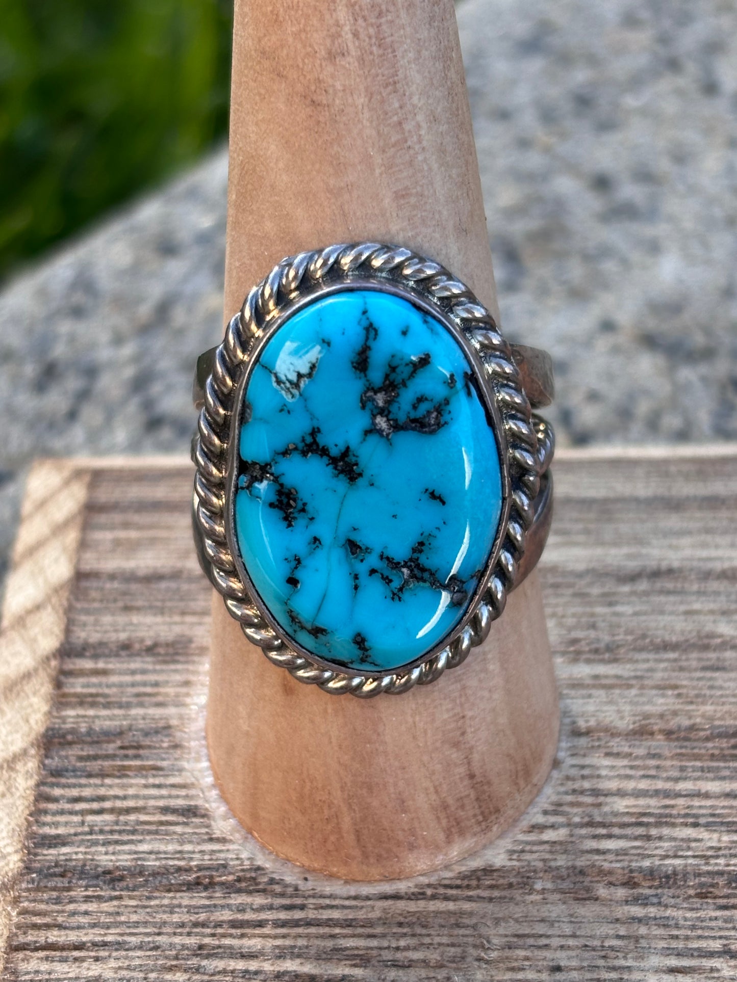 Vintage Navajo Sterling Silver Turquoise Ring. Size 10½
