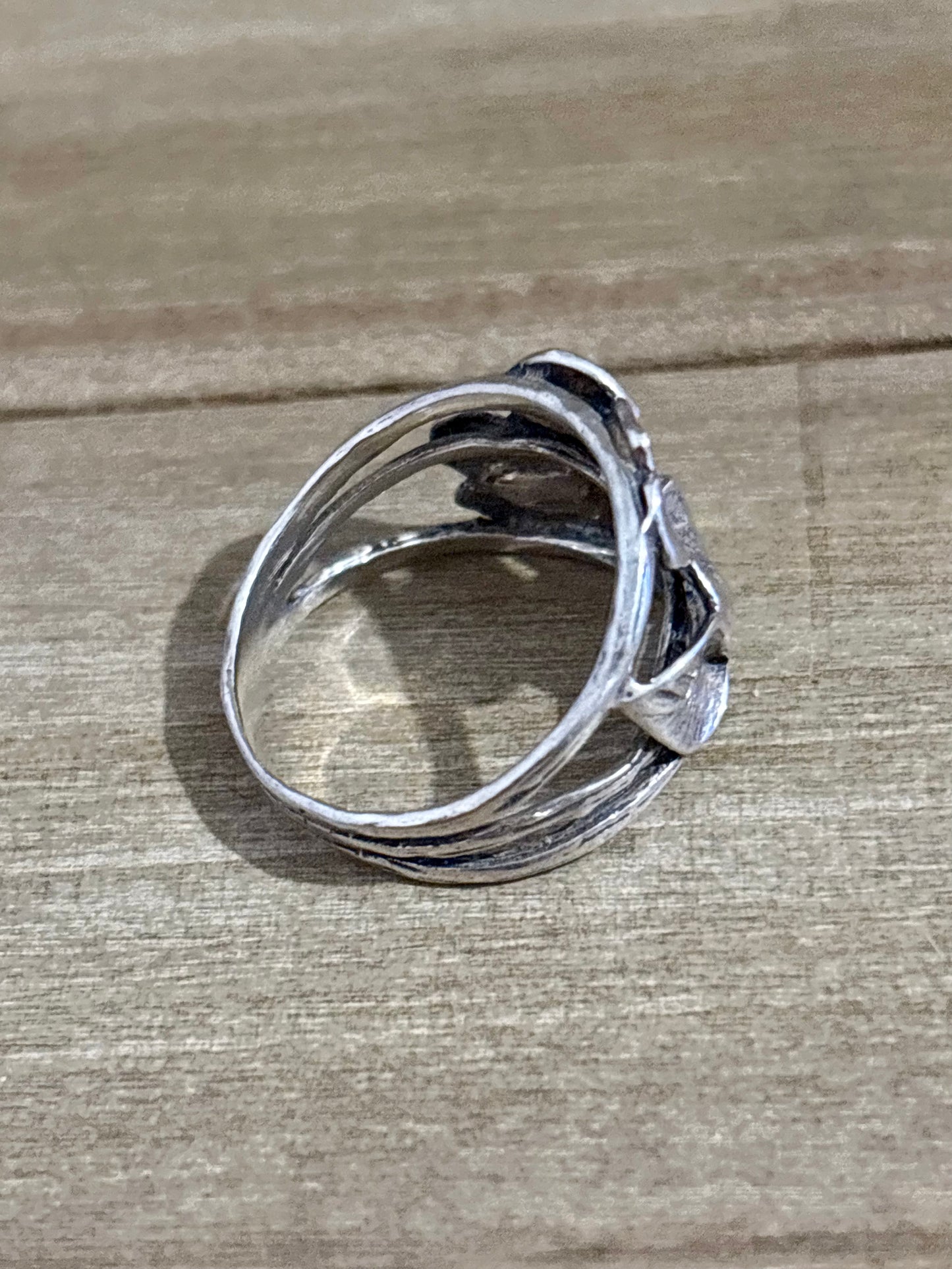 Vintage Israel 925 Sterling Silver Pearl Floral Ring. Size 10