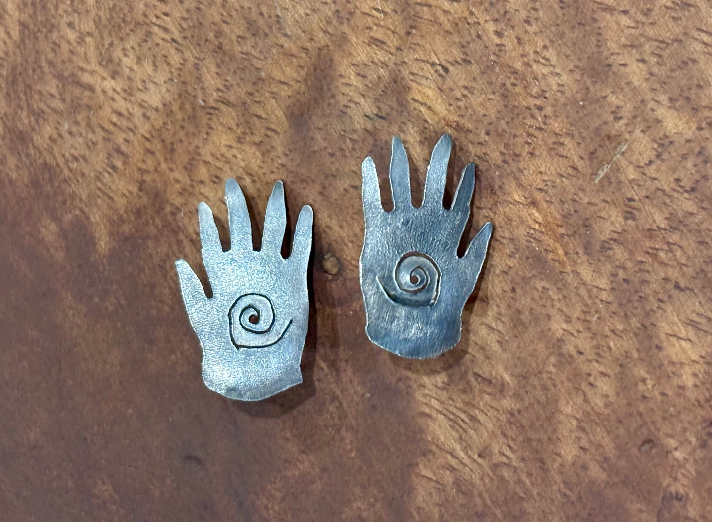 Sterling Silver Vintage Artisan Healing Hands Earrings