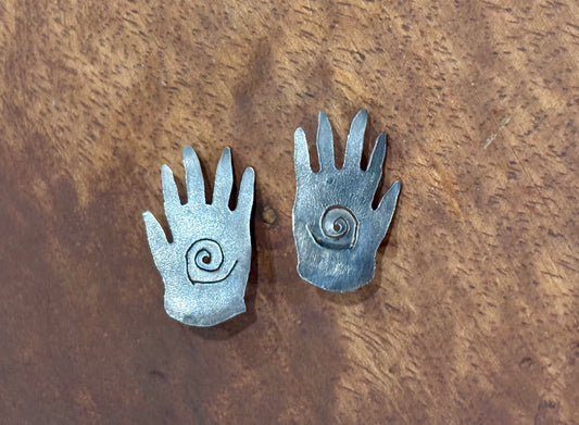 Sterling Silver Vintage Artisan Healing Hands Earrings