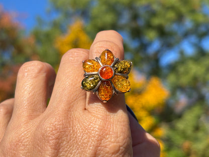 V8 Baltic Amber Ring. Size 7
