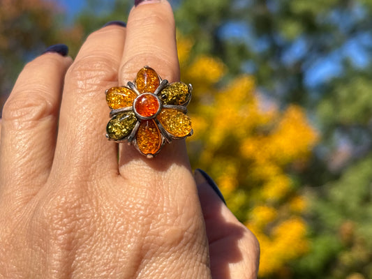V8 Baltic Amber Ring. Size 7