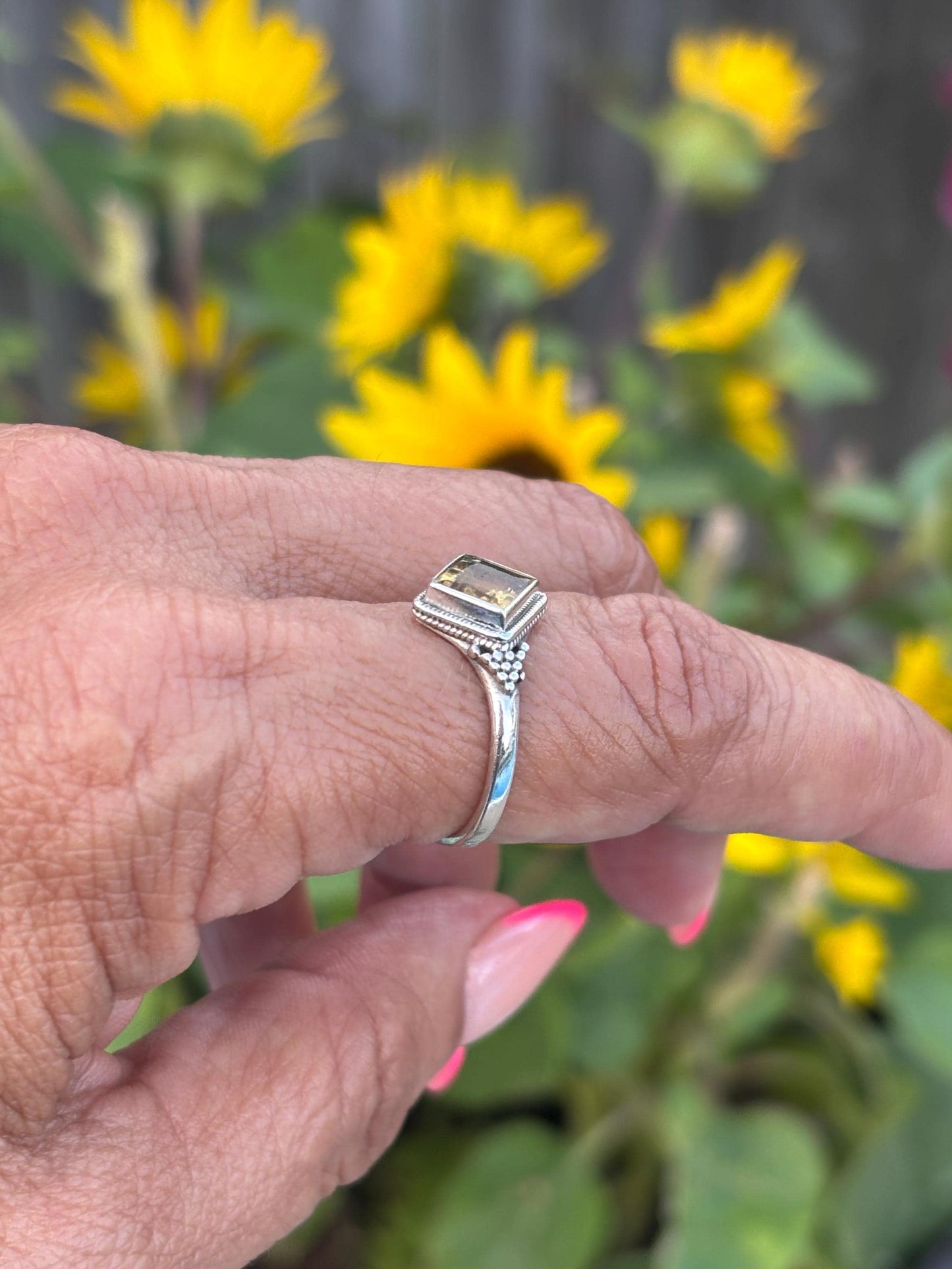 Sterling Silver Citrine Ring  – Size 7 – November Birthstone Jewelry