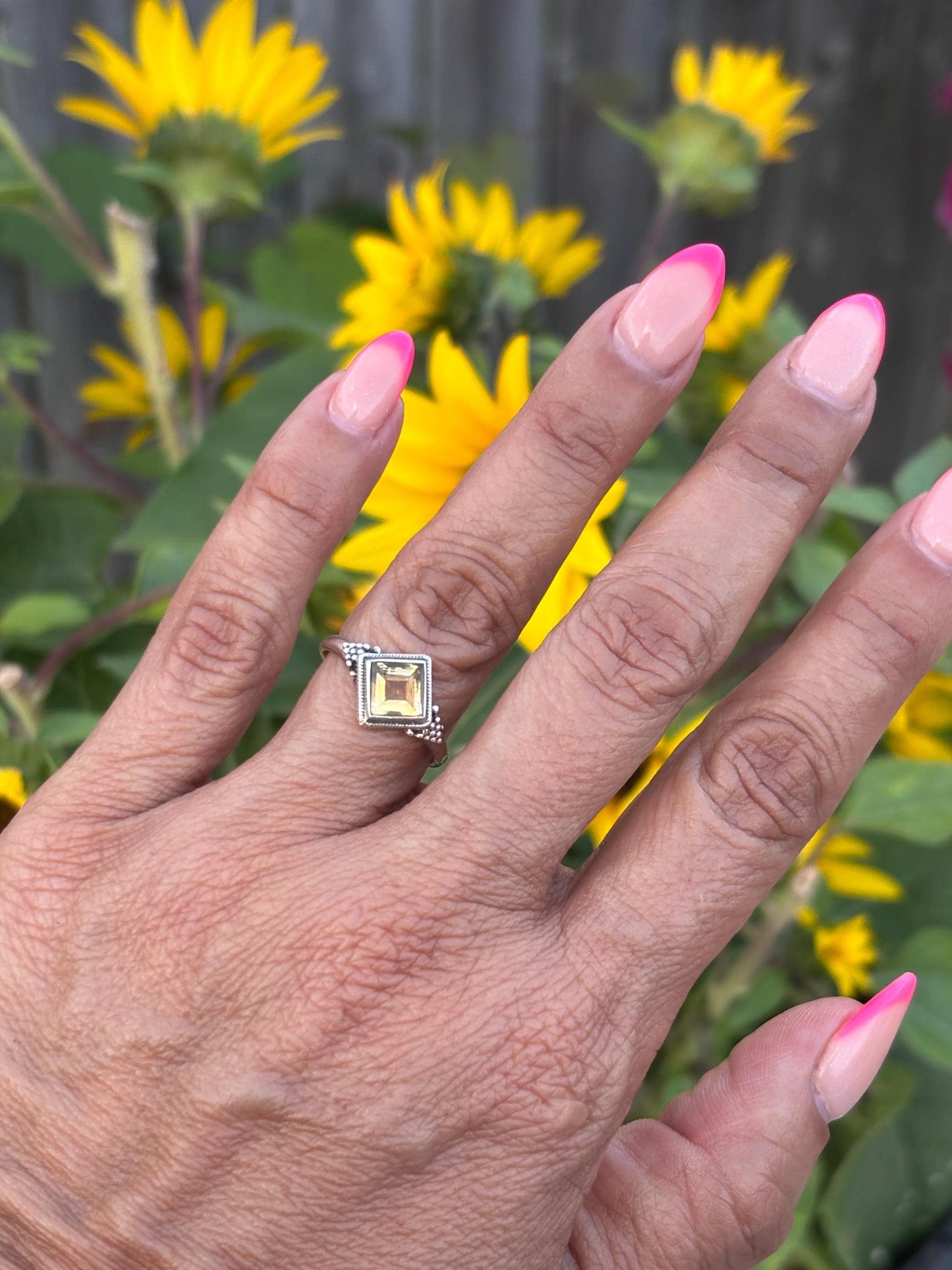 Sterling Silver Citrine Ring  – Size 7 – November Birthstone Jewelry