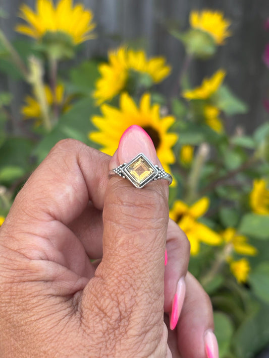 Sterling Silver Citrine Ring  – Size 7 – November Birthstone Jewelry