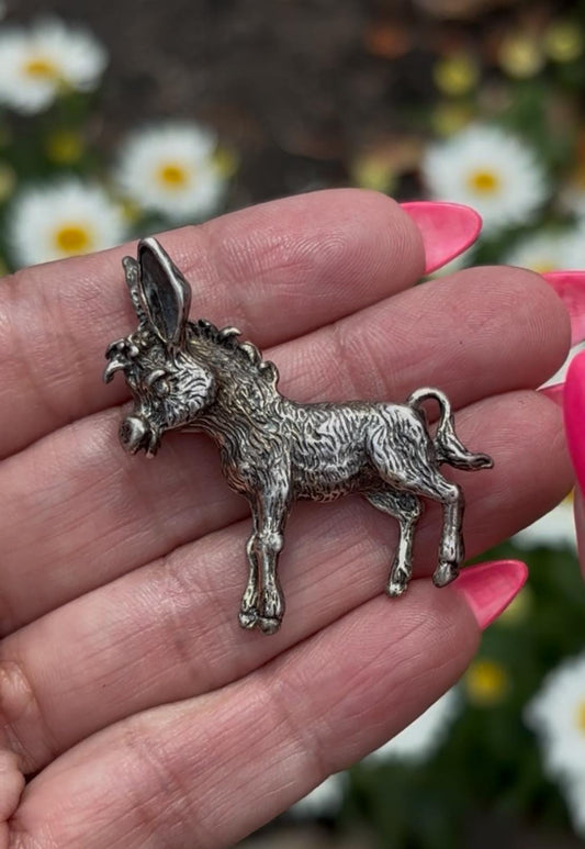 Vintage Beau Sterling Donkey Brooch – Silver Sass with Mid-Century Class