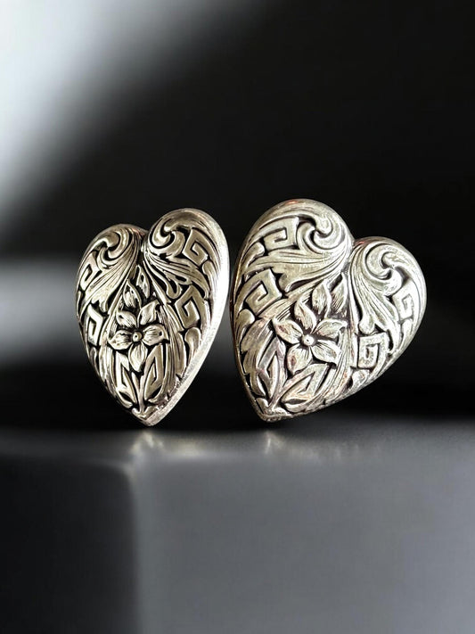 Vintage Heart-Shaped Earrings  Sterling Silver  Earrings