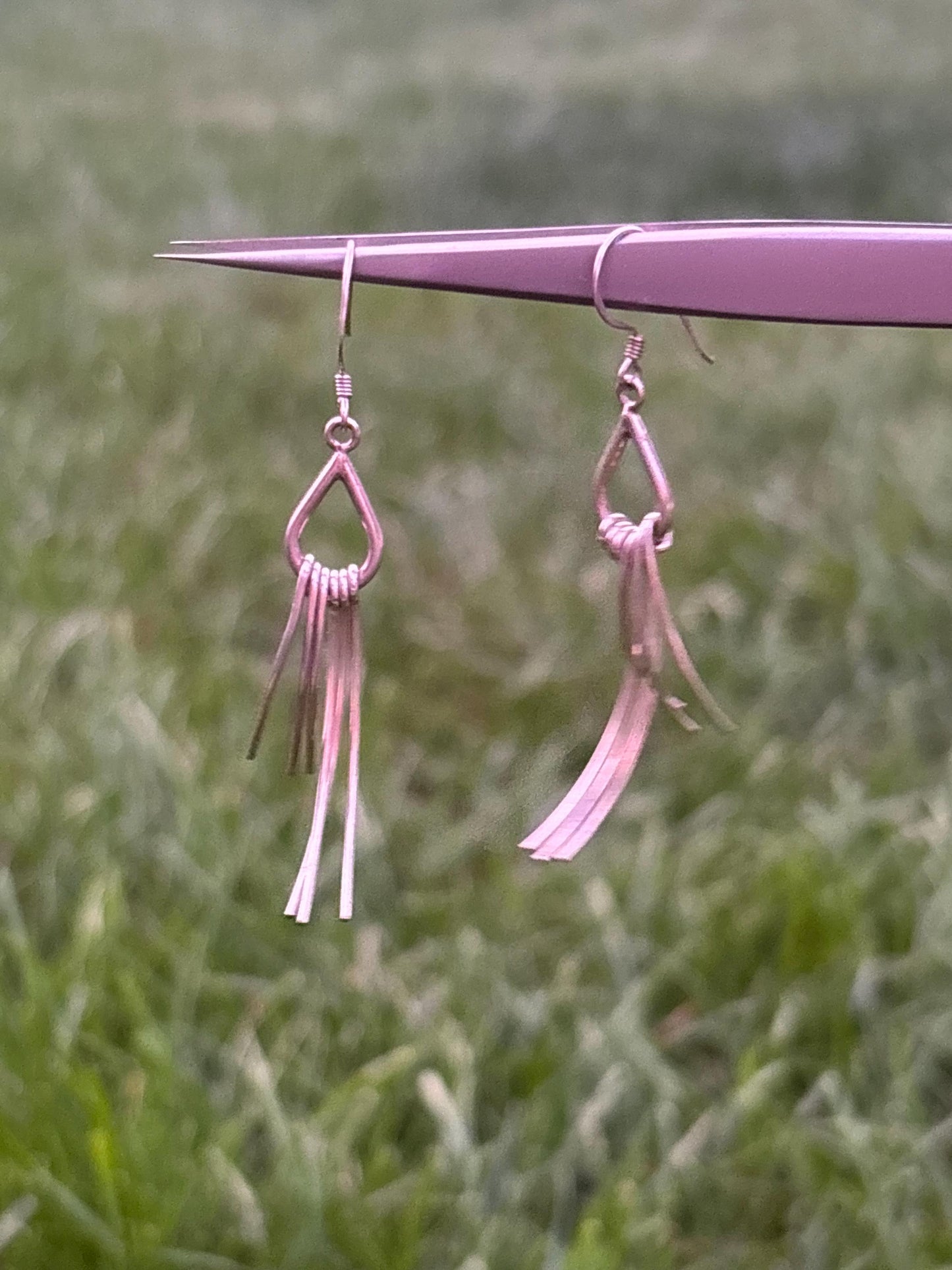 Vintage Sterling Silver Dangle Earrings - Modernist Abstract Fringe Design