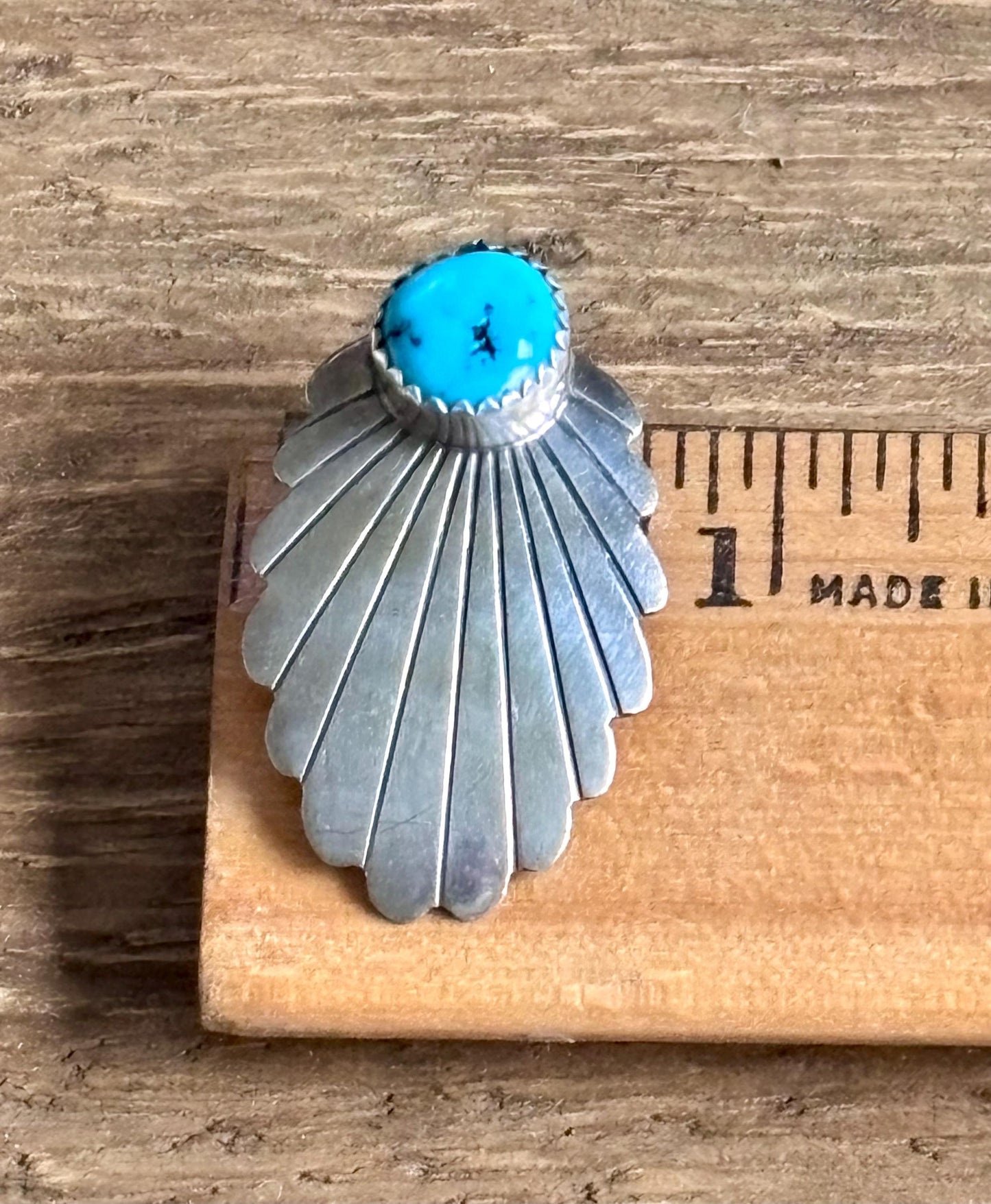 Vintage Sterling Silver Turquoise Earrings | Southwest Navajo Style Fan Studs