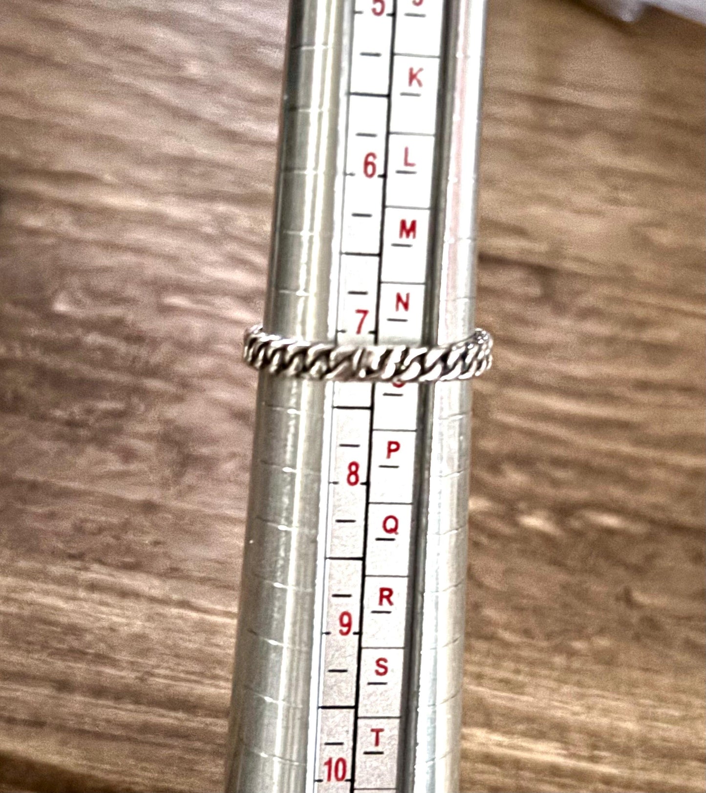 Sterling Silver Citrine Ring – Rope Band Design – November Birthstone Jewelry  | Size 7 1/4