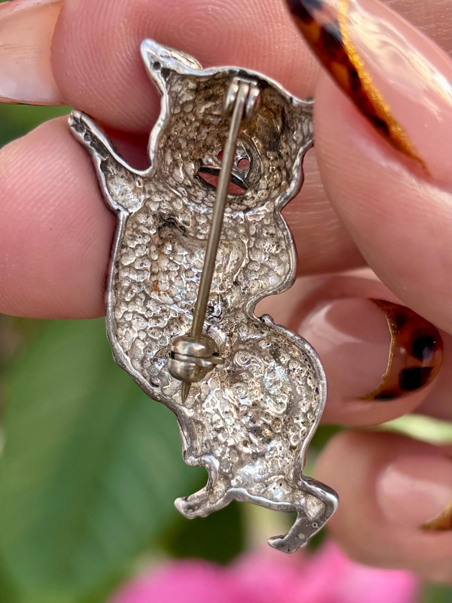 Vintage Jezlaine Sterling Silver Dancing Pig Brooch | “Chow” Bib | Collectible Figural Jewelry