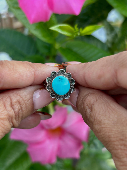 Vintage Sterling Silver Turquoise Ring - Size 5 3/4