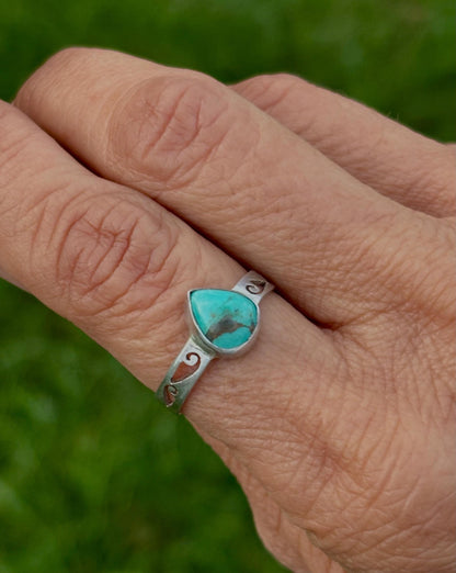 Turquoise Teardrop Ring. Size 8 1/4