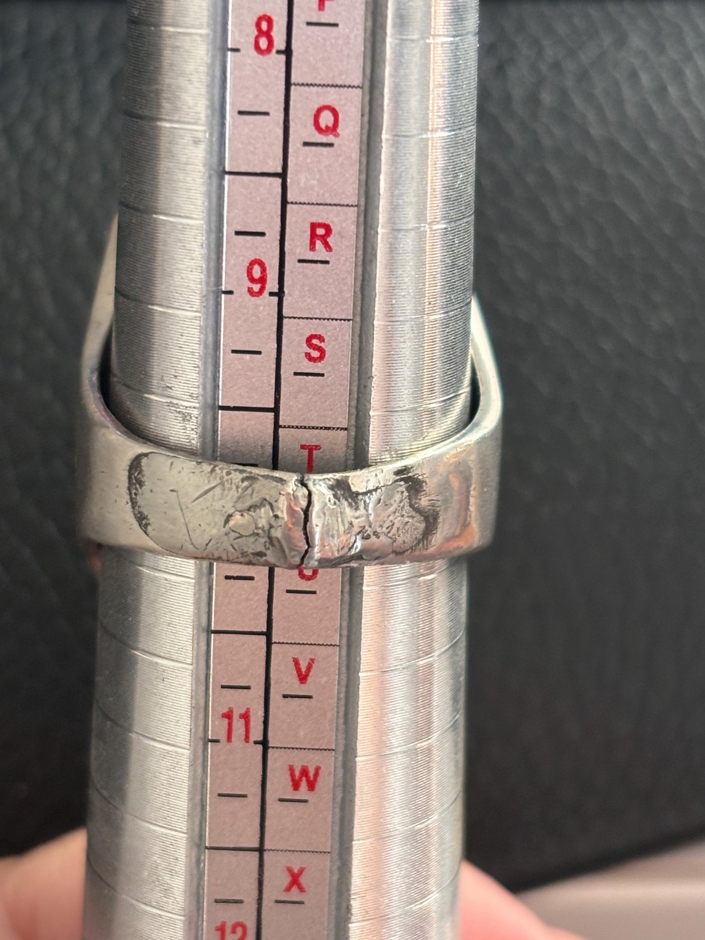 Vintage Turquoise & Sterling Silver Ring. Size 10. Hand Stamped Design