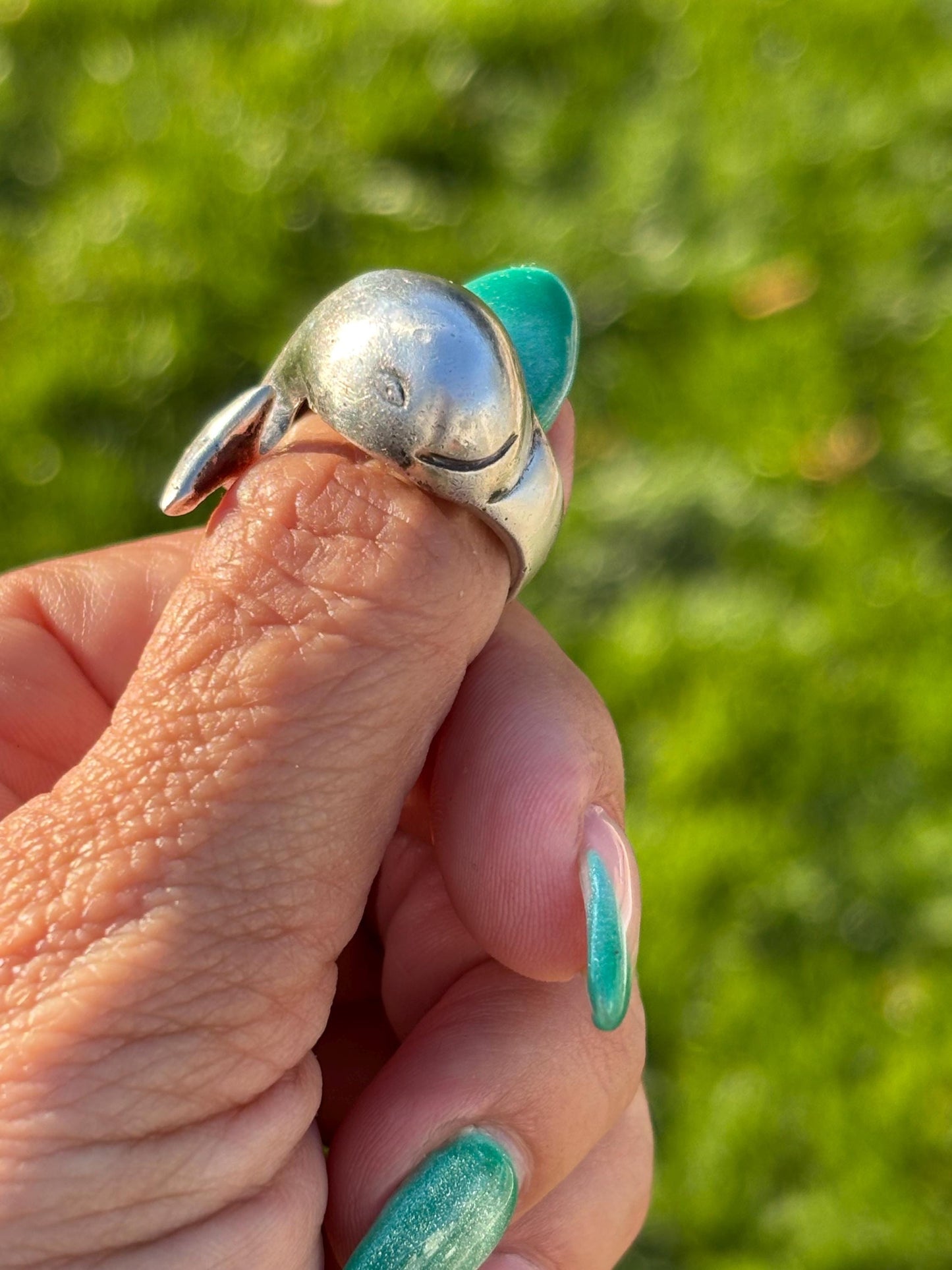 Vintage Taxco Sterling Silver Whale Ring Size 7 1/2
