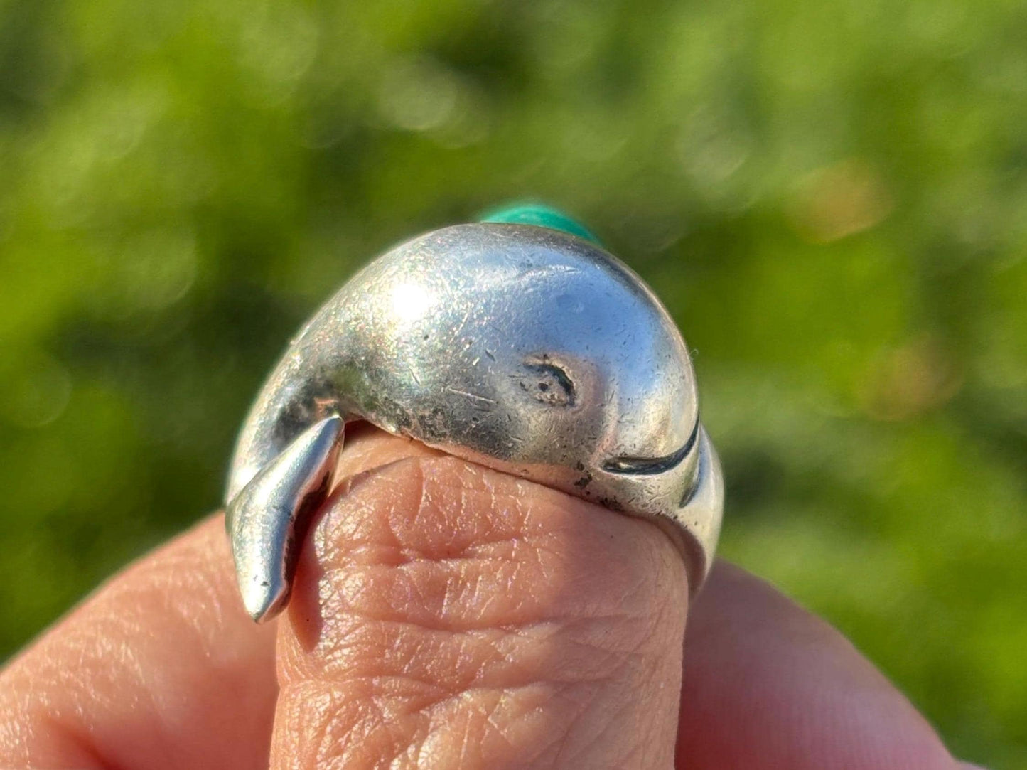 Vintage Taxco Sterling Silver Whale Ring Size 7 1/2