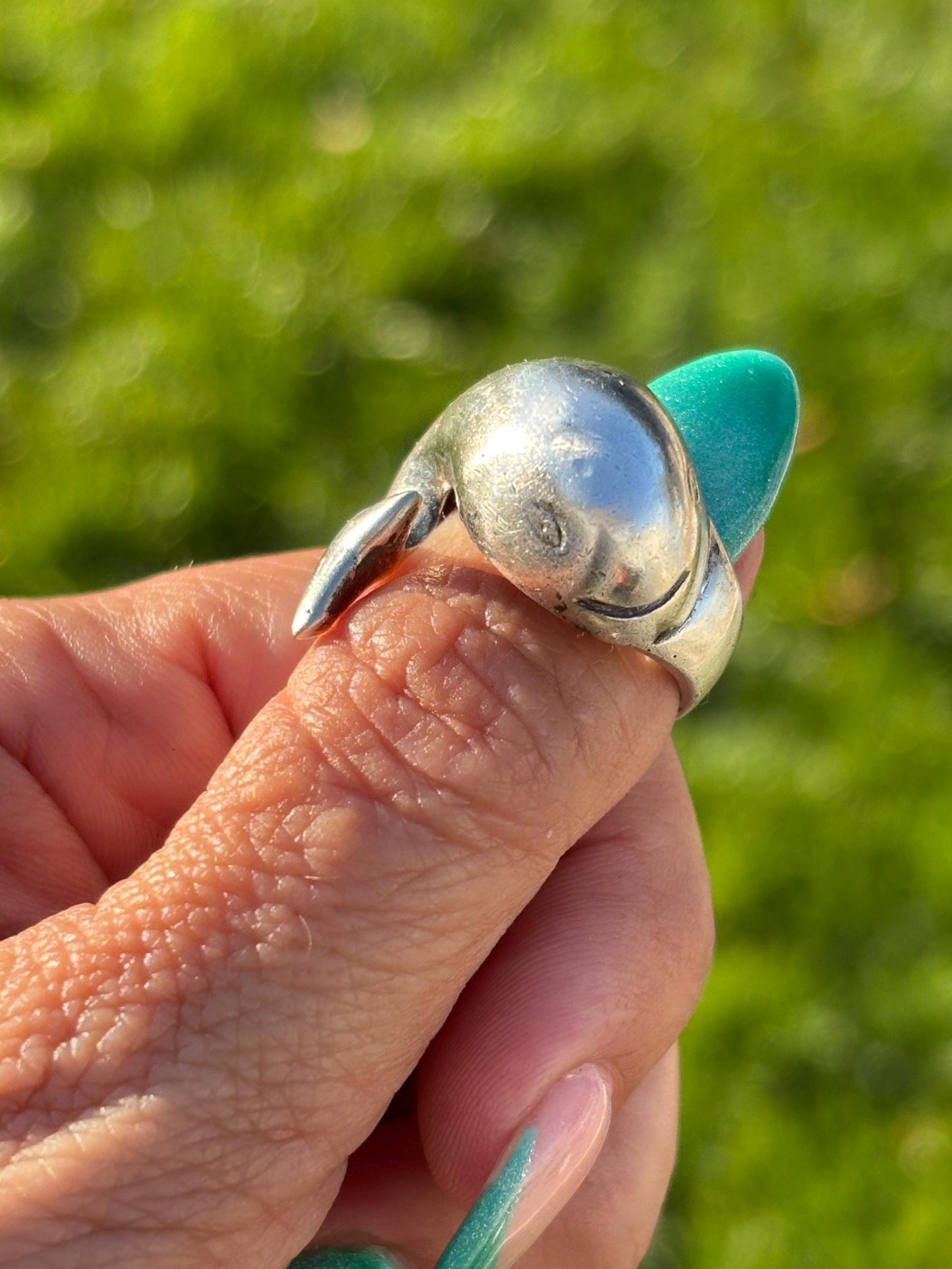 Vintage Taxco Sterling Silver Whale Ring Size 7 1/2