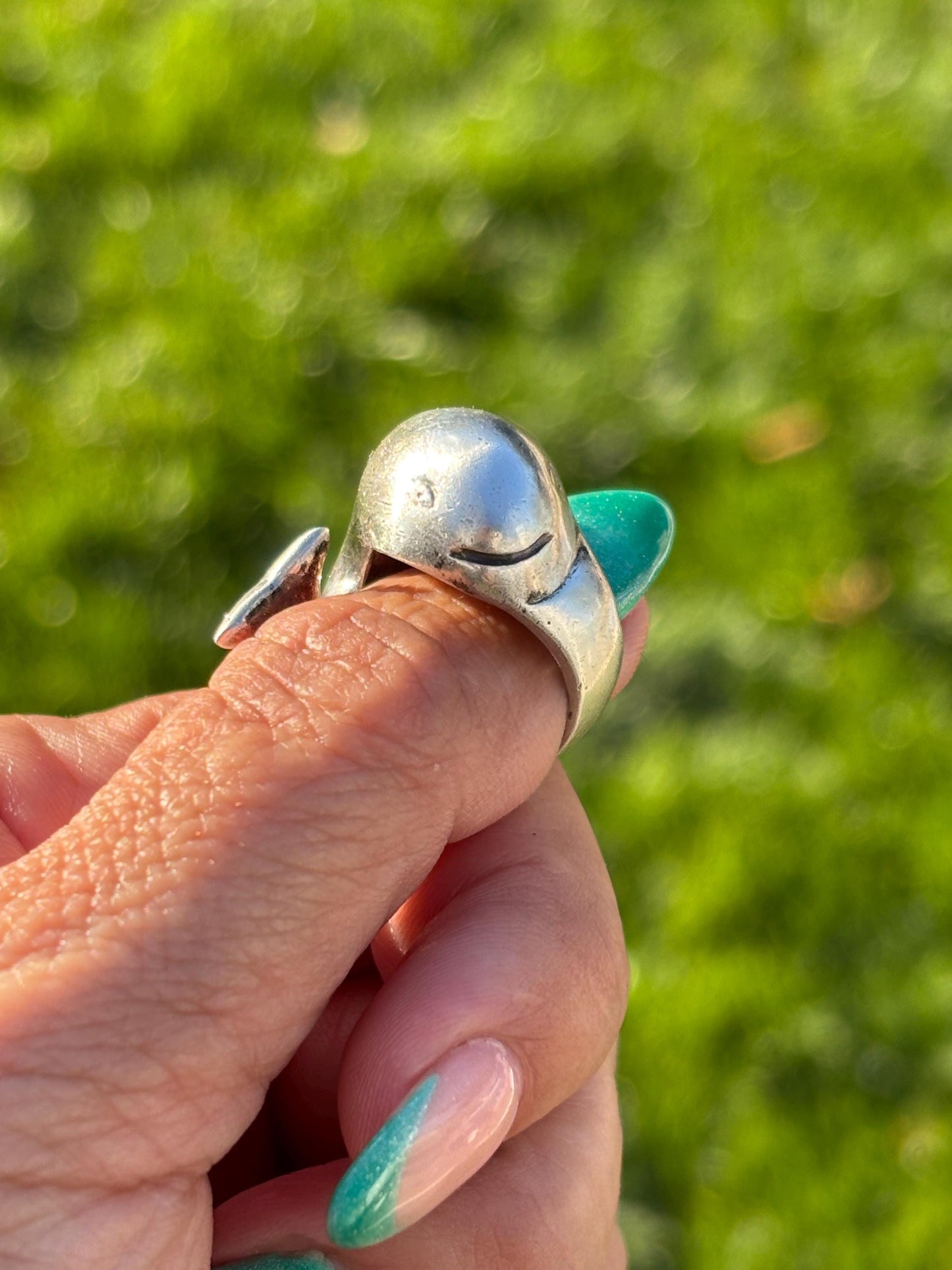 Vintage Taxco Sterling Silver Whale Ring Size 7 1/2