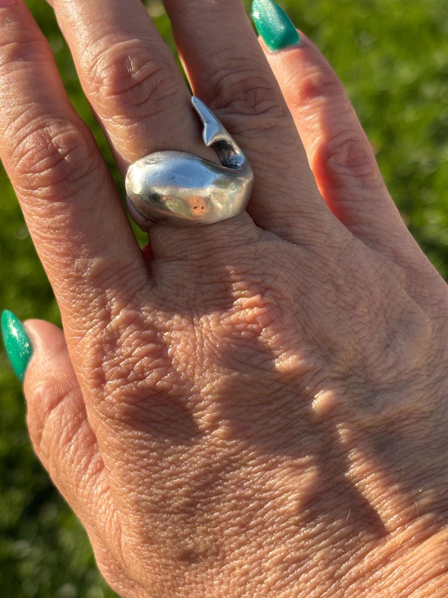 Vintage Taxco Sterling Silver Whale Ring Size 7 1/2