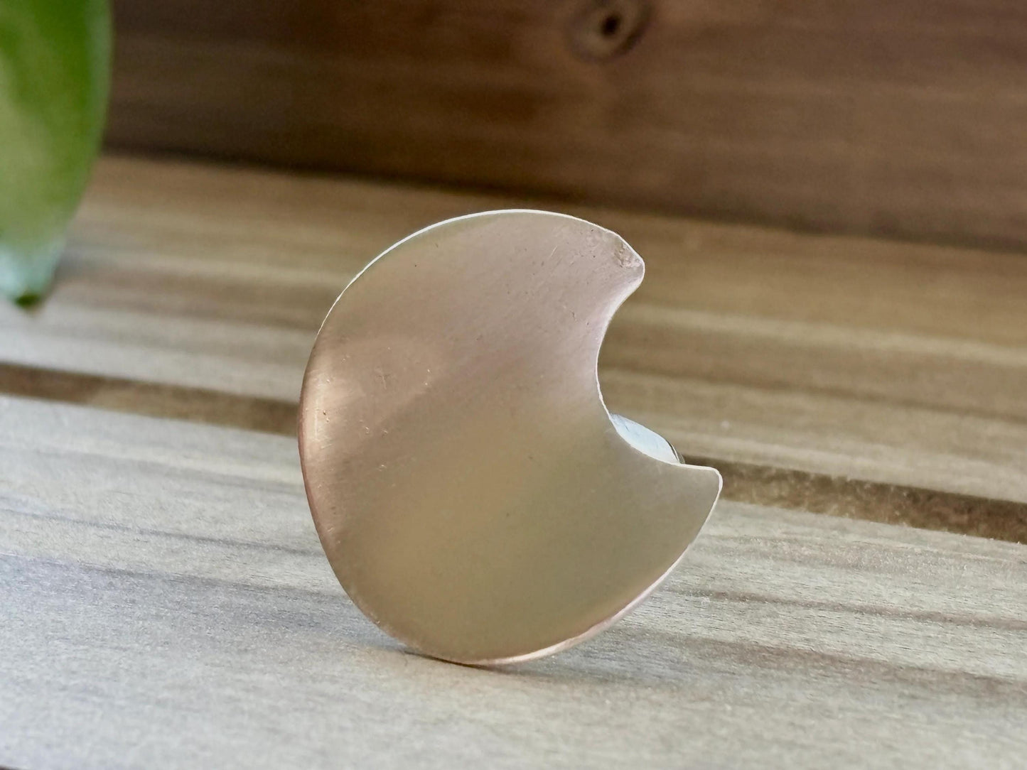 Moon Shaped Statement Ring. Modernist Sterling Silver Crescent Ring.  Size 9-9.25