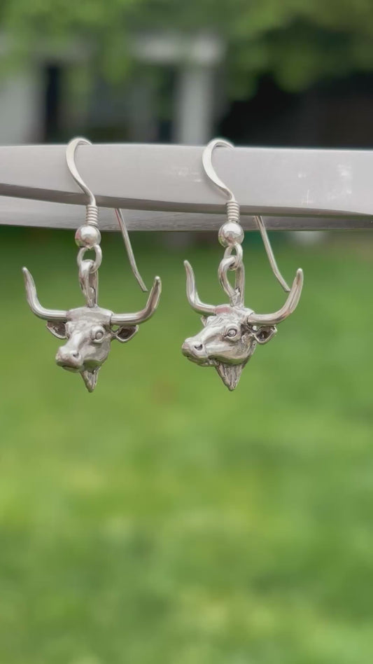 Vintage Sterling Silver Longhorn Earrings