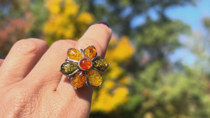 V8 Baltic Amber Ring. Size 7