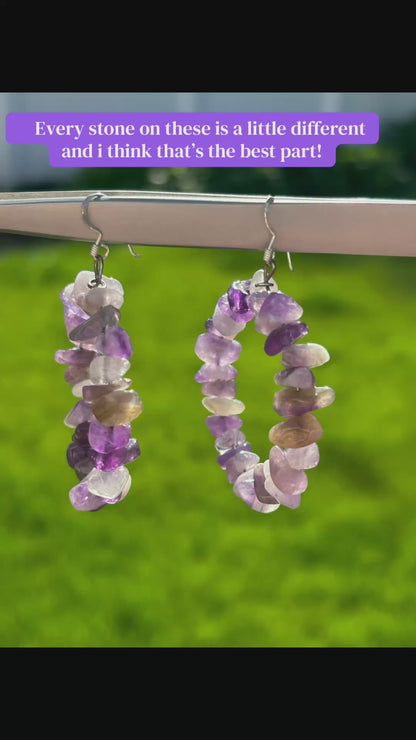 Handmade Amethyst Hoop Earrings